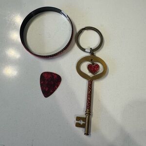 Heart Key Keychain with Red Accents